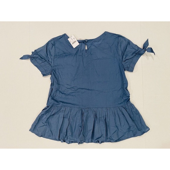 J Crew Women’s Sz 2 New Top Blue Embroidered Peplum Boho NWT - Picture 5 of 6